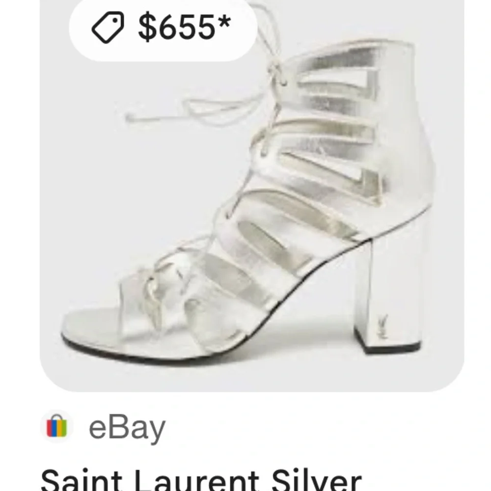 YSL Yves Saint Laurent Silver
Leather Lace Up Heels Size 39 - Picture 12 of 12